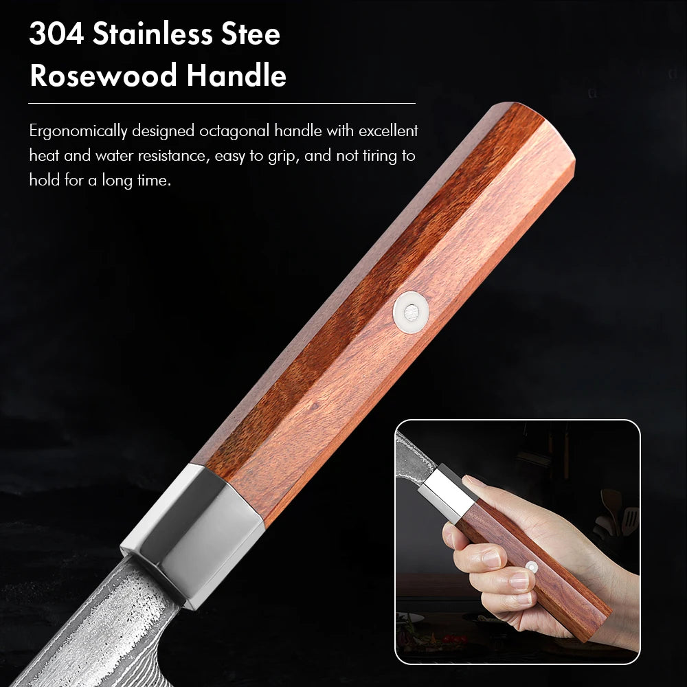 TURWHO 8.5" Slicing Knife Damascus Steel Carving Knives Sashimi Meat Cleaver Professional Kitchen Japanese Handmade Chef Knifes