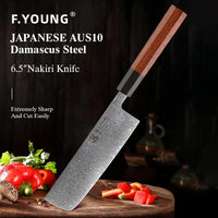 F.YOUNG 6.5" Japanese Nakiri Knife 65 Layer Damascus Steel