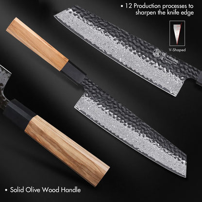 F.YOUNG 8.2" Japanese Hand Forged Damascus Steel Kiritsuke Knives