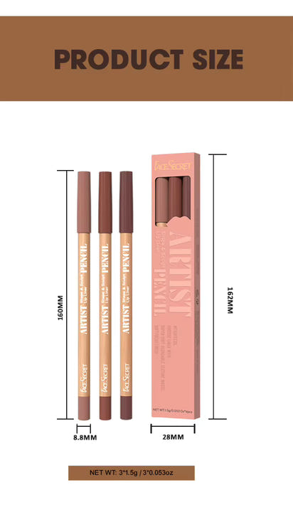 velvet lip liner 3pcs
