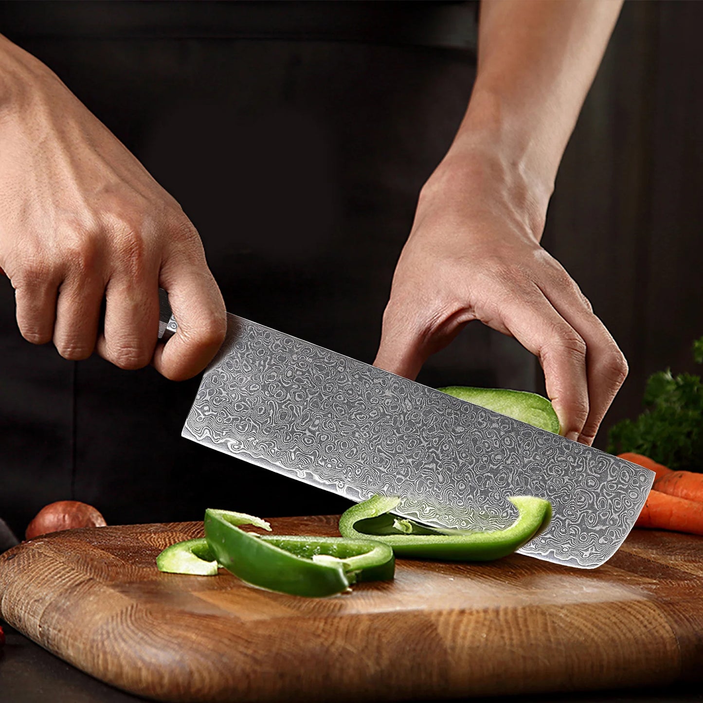 F.YOUNG 6.5" Japanese Nakiri Knife 65 Layer Damascus Steel